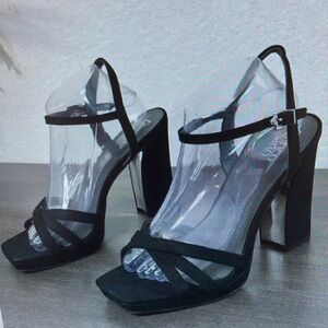 Womens Damilis Platform Sandal Black Galaxy Sparkle Heel